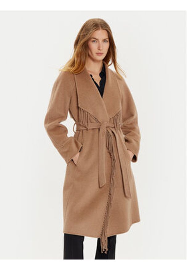 Marciano Guess Płaszcz wełniany 4BGL10 7125A Brązowy Regular Fit. Kolor: brązowy. Materiał: wełna