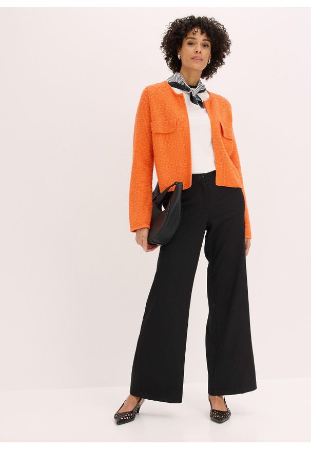 bonprix - Spodnie Marlena z wygodną talią. Kolor: czarny