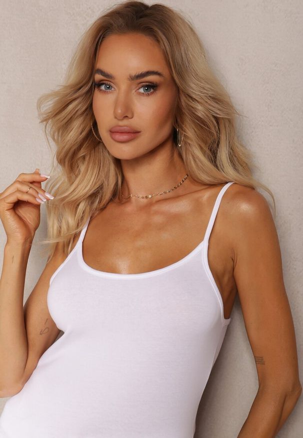 Renee - Biały Top Bawełniany Prisiche. Kolor: biały. Materiał: bawełna. Długość rękawa: na ramiączkach