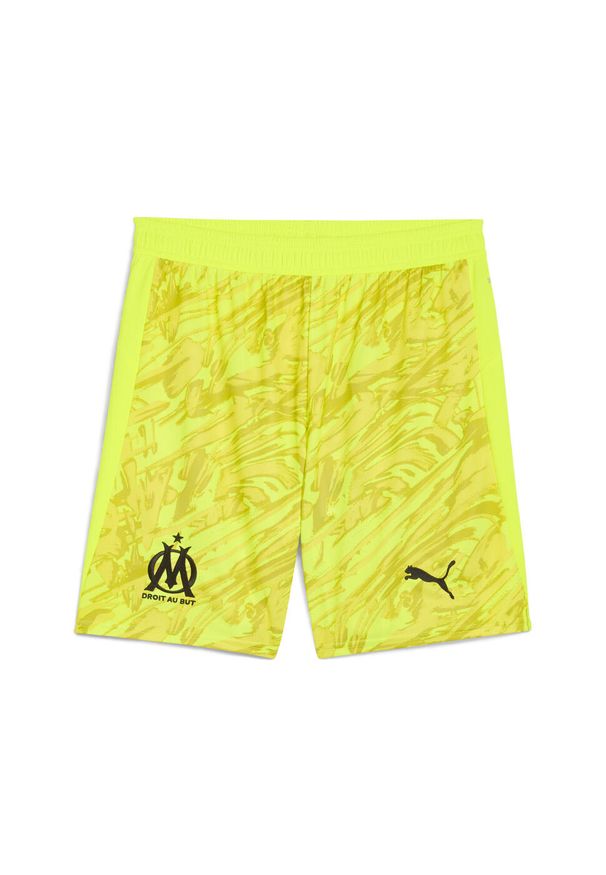 Puma - Męskie szorty bramkarskie Olympique Marsylia 25/26 PUMA Yellow Alert Black. Kolor: czarny, wielokolorowy, żółty. Materiał: tkanina