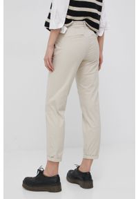 only - Only spodnie damskie kolor beżowy fason chinos medium waist. Kolor: beżowy. Materiał: tkanina #3
