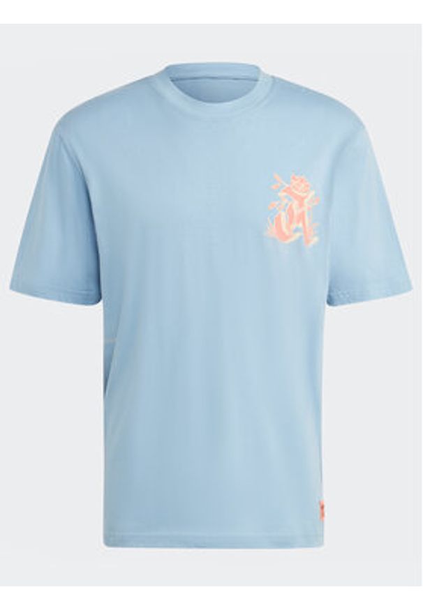 Adidas - adidas T-Shirt Graphic Glide T-Shirt IC5750 Błękitny Loose Fit. Kolor: niebieski. Materiał: bawełna