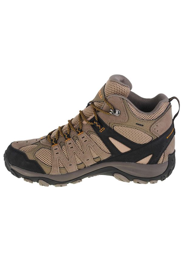Buty trekkingowe męskie, Merrell Accentor 3 Mid WP. Kolor: brązowy, beżowy. Materiał: guma, skóra, syntetyk, materiał, tkanina