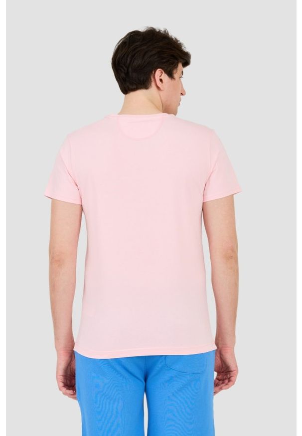 La Martina - LA MARTINA Różowy męski t-shirt z małym logo, Rozmiar L. Kolor: różowy