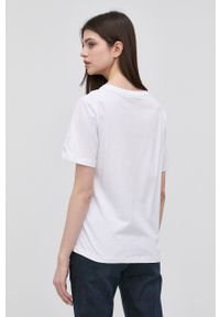 Trussardi Jeans - Trussardi t-shirt bawełniany kolor biały. Okazja: na co dzień. Kolor: biały. Materiał: bawełna. Wzór: nadruk. Styl: casual #4