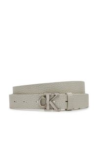 Calvin Klein Jeans Pasek Damski Monogram Placque Buckle 25Mm LV04K7003G Biały. Kolor: biały. Materiał: skóra