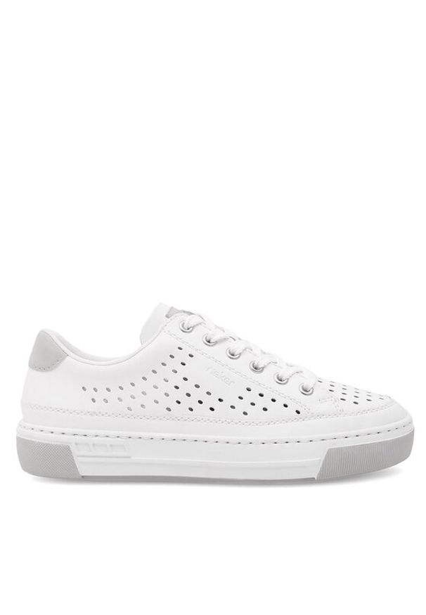 Rieker Sneakersy L8849-80 Biały. Kolor: biały. Materiał: skóra