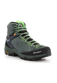 Buty trekkingowe męskie Salewa MS Alp 2 Mid Gtx. Wysokość cholewki: za kostkę. Zapięcie: bez zapięcia. Kolor: zielony. Materiał: skóra. Szerokość cholewki: normalna