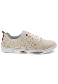Beżowe Półbuty S.Barski Wygodne Obuwie Damskie. Kolor: beżowy. Materiał: skóra. Wzór: ażurowy. Styl: elegancki #4
