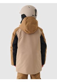 4f - 4F Kurtka snowboardowa membrana 10000 chłopięca - brązowa 146 (10-11 lat). Okazja: na co dzień. Typ kołnierza: kaptur. Kolor: brązowy. Materiał: materiał, tkanina, dzianina, poliester. Wzór: gładki. Sezon: lato, zima. Styl: sportowy, klasyczny, casual #2