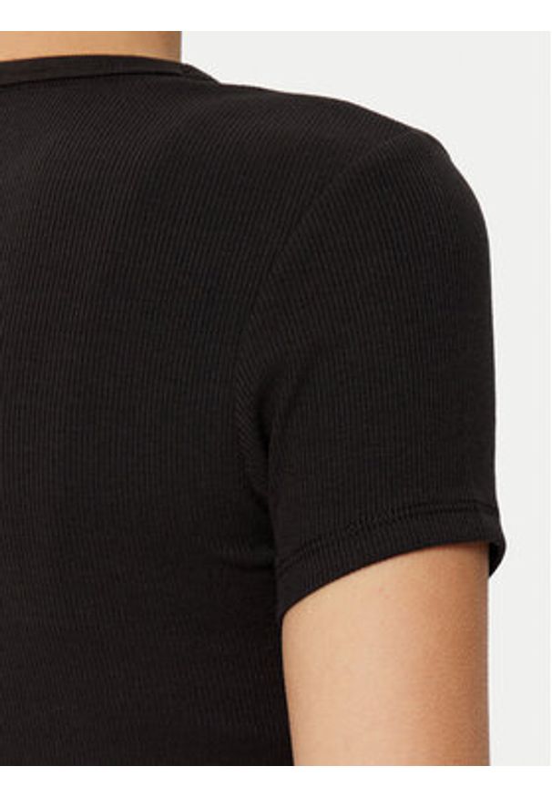 Tommy Jeans T-Shirt DW0DW20463 Czarny Slim Fit. Kolor: czarny. Materiał: bawełna