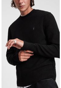 AllSaints Sweter wełniany męski kolor czarny. Okazja: na co dzień. Kolor: czarny. Materiał: wełna. Długość rękawa: długi rękaw. Długość: długie. Styl: casual
