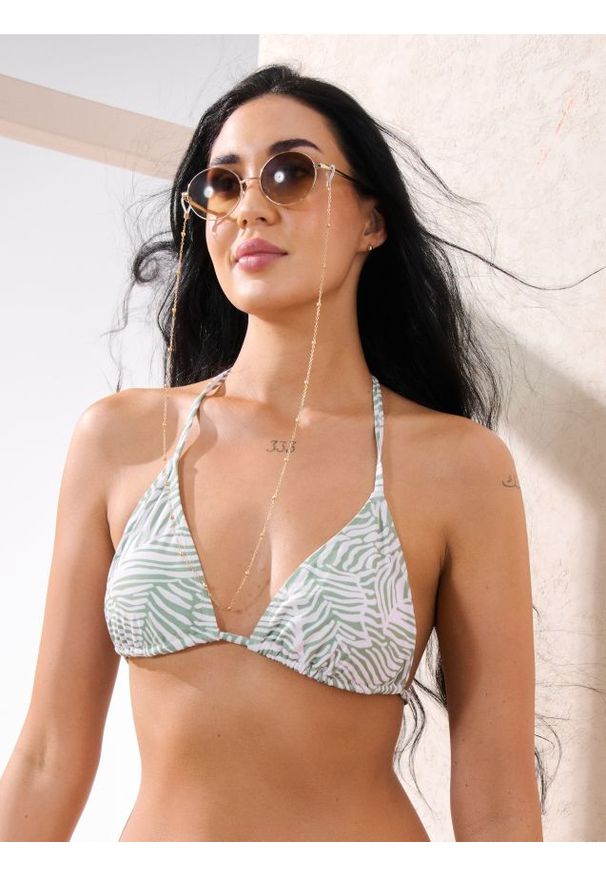 Sinsay - Wzorzysta góra od bikini - zielony. Kolor: zielony