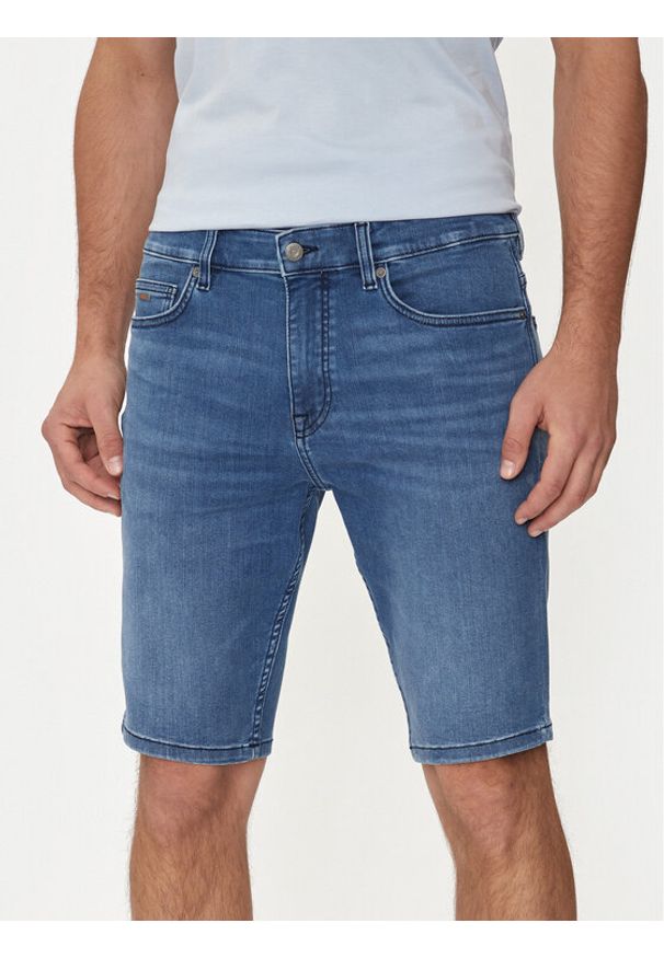 BOSS Szorty jeansowe 50513488 Niebieski Slim Fit. Kolor: niebieski. Materiał: bawełna