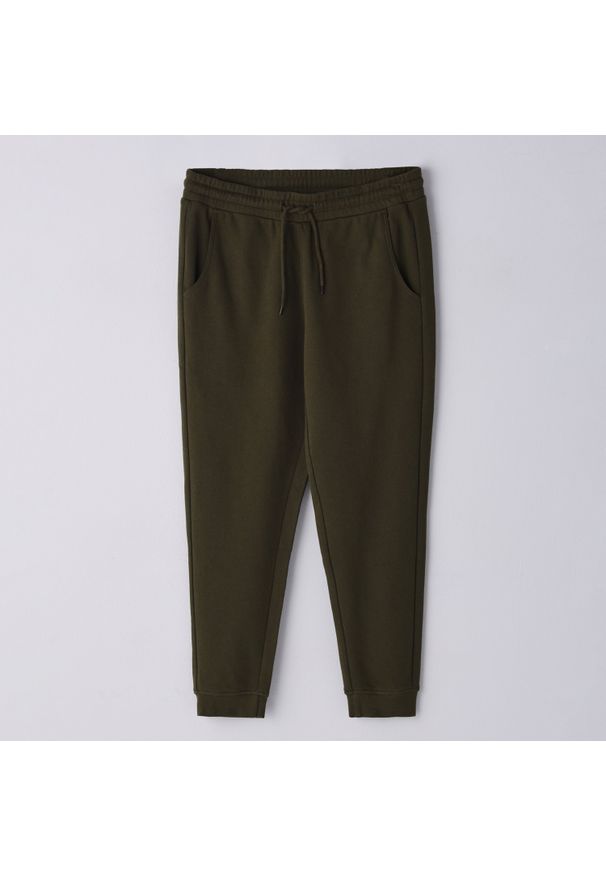 Cropp - Dresowe spodnie jogger - Khaki. Kolor: brązowy. Materiał: dresówka