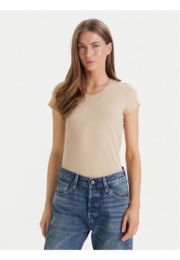 G-Star RAW - G-Star Raw T-Shirt Eyben D24533-4107 Écru Slim Fit. Materiał: bawełna