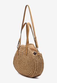 Born2be - Beżowa Okrągła Torebka Typu Shopper z Plecionki z Dodatkowym Paskiem Enirta. Kolor: beżowy. Sezon: lato. Styl: elegancki, casual #5
