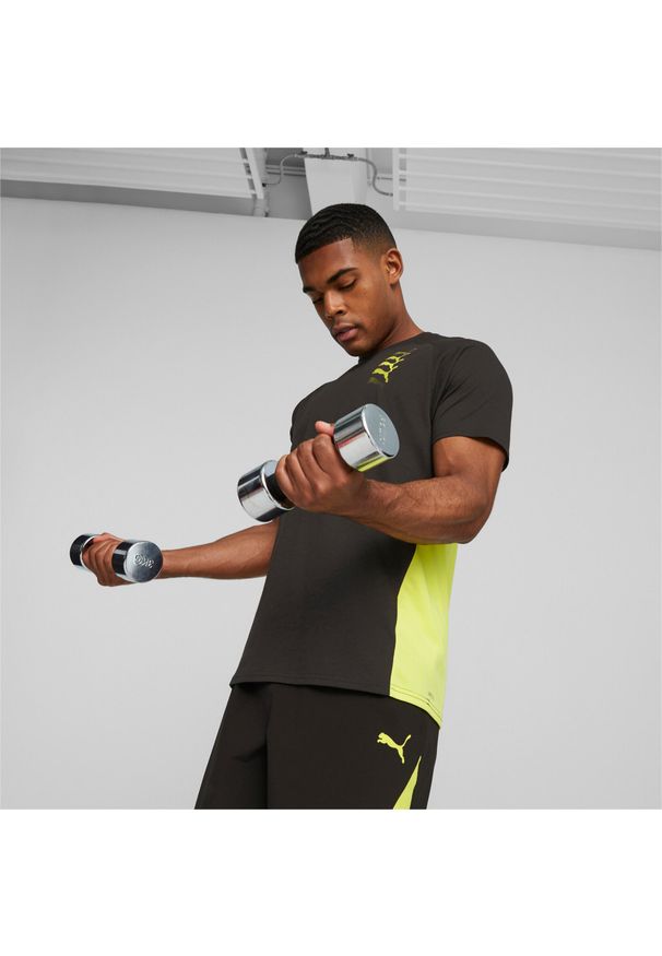 Puma - Koszulka fitness męska PUMA Fit Triblend Ultrabreathe. Kolor: czarny, wielokolorowy, żółty. Sport: fitness