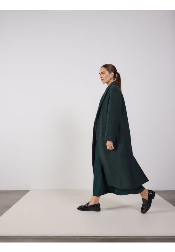 Reserved - Płaszcz z wełną Bellandi - morski. Kolor: morski. Materiał: wełna