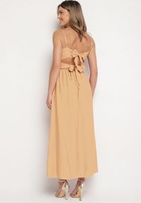 Born2be - Pomarańczowa Rozkloszowana Sukienka z Wiskozą Meravela. Okazja: na co dzień. Kolor: pomarańczowy. Materiał: wiskoza. Długość rękawa: na ramiączkach. Styl: casual, elegancki #3