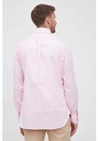 Polo Ralph Lauren koszula bawełniana męska kolor różowy slim z kołnierzykiem button-down. Typ kołnierza: button down, polo. Kolor: różowy. Materiał: bawełna. Wzór: aplikacja #4