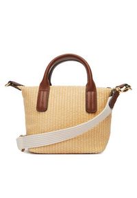 TOMMY HILFIGER - Tommy Hilfiger Torebka Popette Micro Tote Raffia AW0AW18526 Beżowy. Kolor: beżowy #3