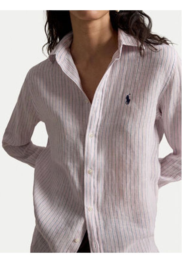 Polo Ralph Lauren Koszula 211A96158011 Różowy Classic Fit. Typ kołnierza: polo. Kolor: różowy. Materiał: len