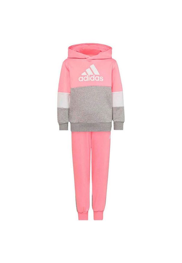 Adidas - Dres Colourblock Fleece Rozmiar 15-16 A Różowy - HU0429. Kolor: różowy. Materiał: dresówka. Wzór: kolorowy, paski