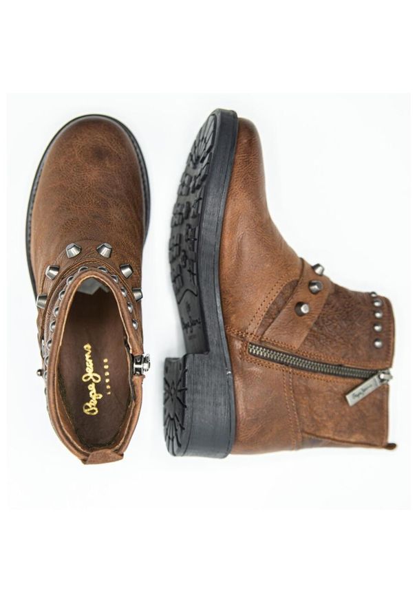 Buty Pepe Jeans Maddox Ring, Kobiety. Kolor: brązowy. Materiał: materiał, skóra. Sport: turystyka piesza
