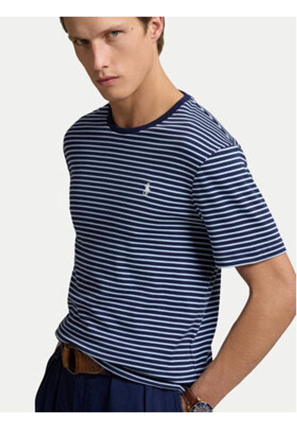 Polo Ralph Lauren T-Shirt 710961128003 Granatowy Custom Fit. Typ kołnierza: polo. Kolor: niebieski. Materiał: bawełna