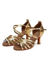 BURTAN - Buty do tańca damskie salsa taniec towarzyski Burtan Havana 7 cm. Kolor: żółty. Sport: taniec