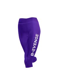 R-EVENGE - Legginsy techniczne do biegania Capri damskie z taśmami kinetycznymi. Kolor: fioletowy. Materiał: poliamid, elastan