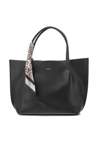 Torebka plus kosmetyczka damska Rieker, ze skóry ekologicznej o klasycznej formie z podwójnymi uchwytami i odpinanym paskiem praktyczna na co dzień i. Kolor: czarny. Materiał: skórzane. Styl: casual, klasyczny. Rodzaj torebki: na ramię #8