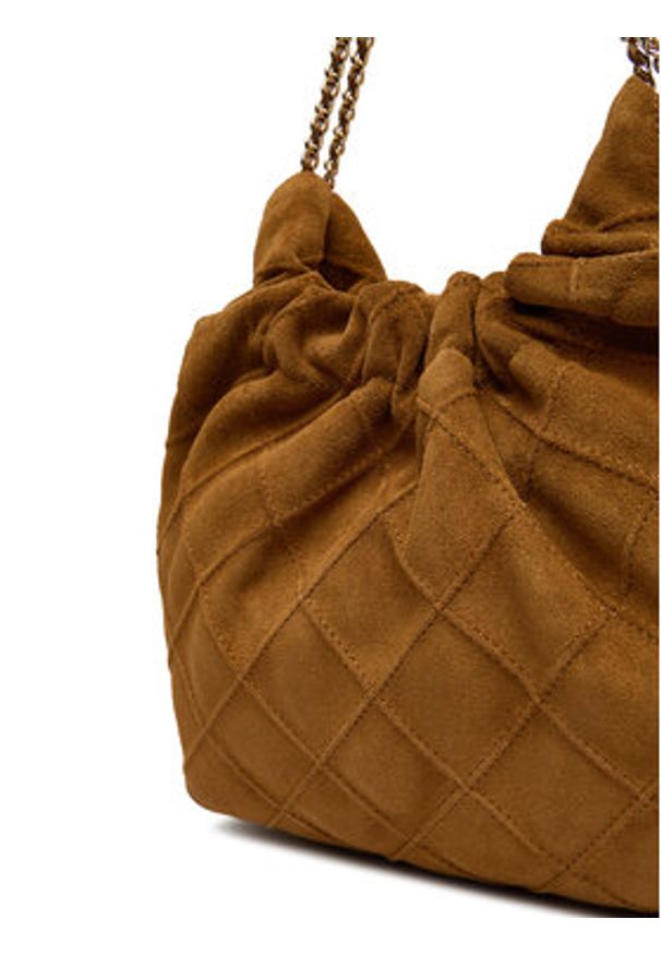 Tory Burch Torebka Fleming Suede Mini Hobo Bag 166066 Brązowy. Kolor: brązowy. Materiał: zamszowe, skórzane