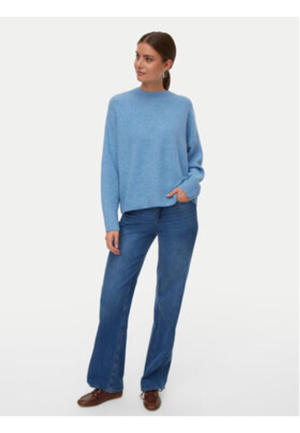 Vero Moda Sweter Vmboom 10320463 Błękitny Loose Fit. Kolor: niebieski. Materiał: syntetyk
