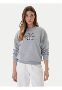 Calvin Klein Jeans Bluza Foil Monologo LV047E825G Szary Regular Fit. Kolor: szary. Materiał: bawełna #1
