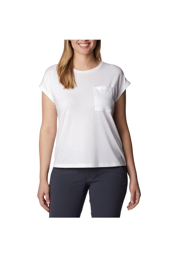 columbia - Koszulka trekkingowa damska Columbia Boundless Trek. Kolor: biały, wielokolorowy. Materiał: poliester, wiskoza, elastan. Sezon: lato. Sport: turystyka piesza