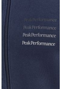 Peak Performance Bluza męska kolor granatowy z kapturem z nadrukiem. Okazja: na co dzień. Typ kołnierza: kaptur. Kolor: niebieski. Materiał: bawełna, dzianina. Wzór: nadruk. Styl: casual #3