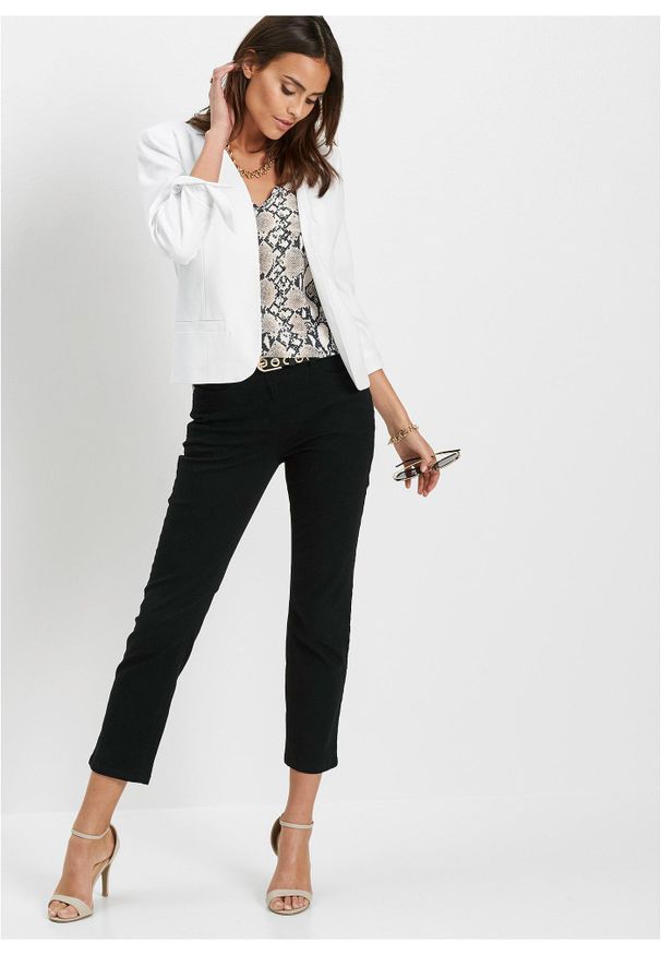 bonprix - Spodnie ze stretchem 7/8. Kolor: czarny. Materiał: materiał