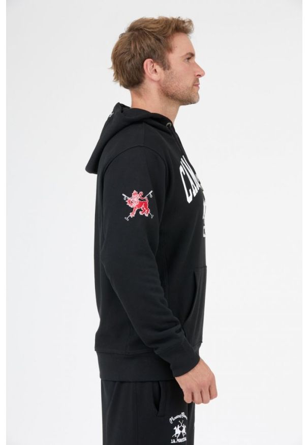 La Martina - LA MARTINA Czarna bluza męska z kapturem, Rozmiar L. Typ kołnierza: kaptur. Kolor: czarny