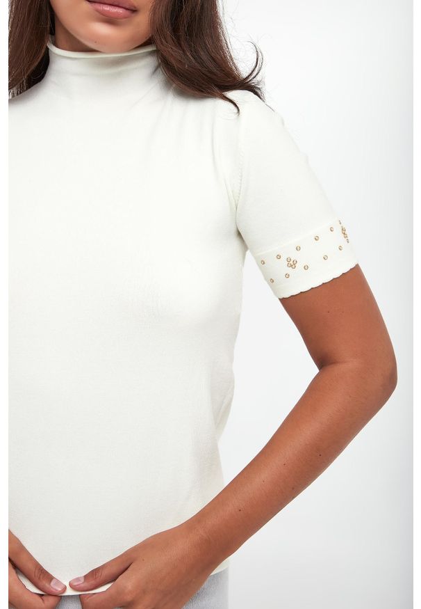 Twinset Milano - Sweter damski z krótkim rękawem TWINSET. Długość rękawa: krótki rękaw. Długość: krótkie