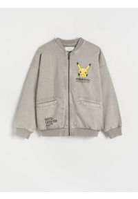 Reserved - Bomber oversize Pokémon - jasnoszary. Kolor: szary. Materiał: tkanina, bawełna