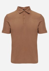 Born2be - Brązowa Gładka Koszulka Polo o Klasycznym Kroju Sinopea. Okazja: na co dzień, do pracy, na spotkanie biznesowe. Typ kołnierza: polo. Kolor: brązowy. Materiał: jeans. Wzór: gładki. Styl: klasyczny #8