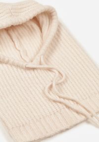 Renee - Beżowa Czapka Balaclava z Wełną i Ściągaczami Linobra. Kolor: beżowy. Materiał: wełna #4