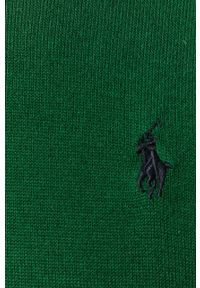 Polo Ralph Lauren - Sweter. Typ kołnierza: polo. Kolor: zielony. Materiał: bawełna, dzianina. Długość rękawa: długi rękaw. Długość: długie. Wzór: gładki, aplikacja #3