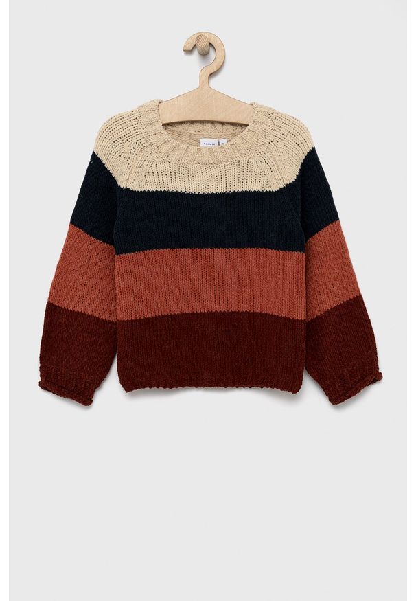 Name it Sweter dziecięcy ciepły. Materiał: dzianina. Długość rękawa: raglanowy rękaw. Wzór: ze splotem