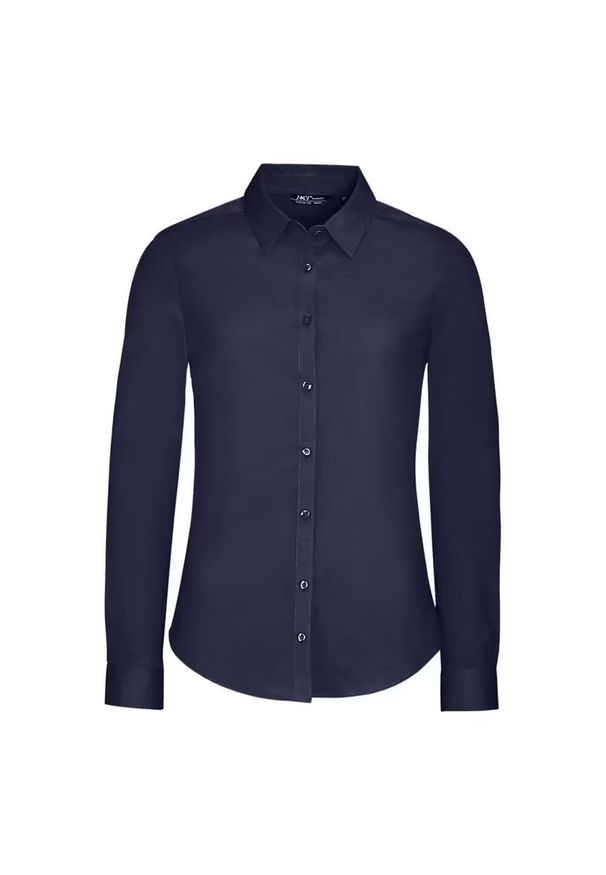 SOL'S - Damska Koszulka Z Długim Rękawem Blake Stretch Shirt. Okazja: na co dzień. Kolor: niebieski. Długość rękawa: długi rękaw. Długość: długie. Styl: casual