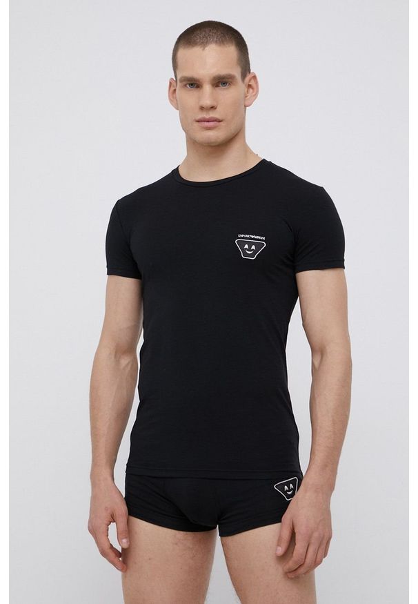 Emporio Armani Underwear Piżama 111604.1A595 męska kolor czarny z aplikacją. Kolor: czarny. Materiał: dzianina. Wzór: aplikacja