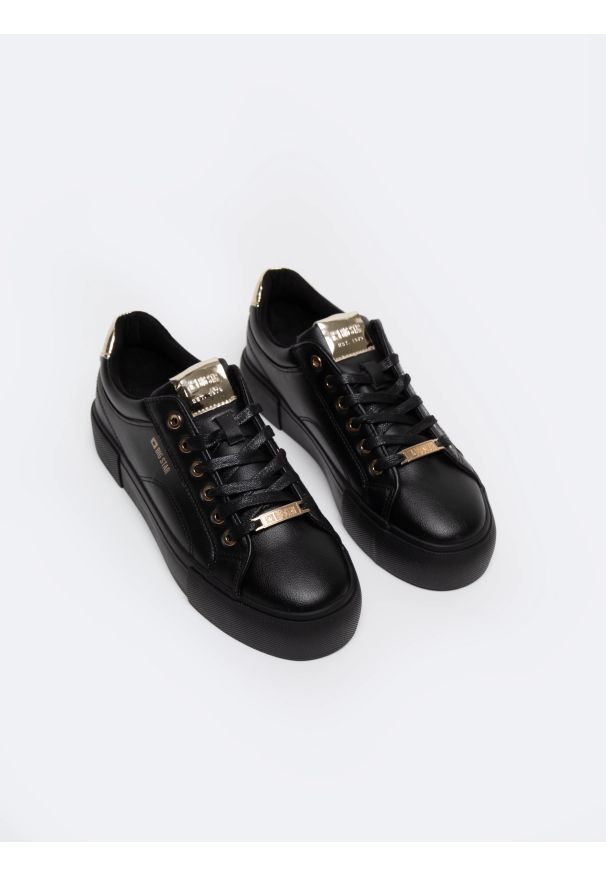 Big-Star - Sneakersy damskie ze skóry ekologicznej czarne NN274A850 906. Nosek buta: okrągły. Zapięcie: sznurówki. Kolor: czarny. Materiał: skóra ekologiczna