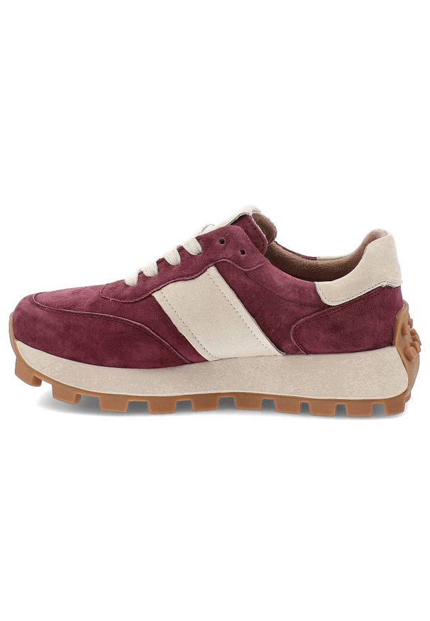 Bordowe Sneakersy Filippo Modne Obuwie Damskie. Okazja: na co dzień. Zapięcie: sznurówki. Kolor: czerwony. Materiał: zamsz
